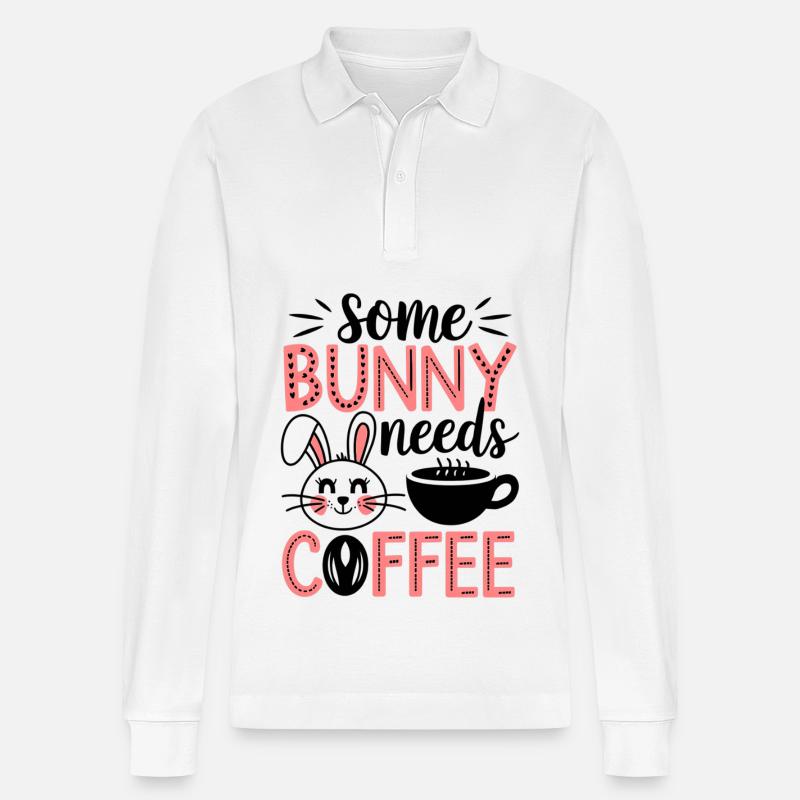 Easter Coffee Drink Easter Coffee - Stanley/Stella Organic Unisex Long-Sleeved Polo Shirt Prepster - white