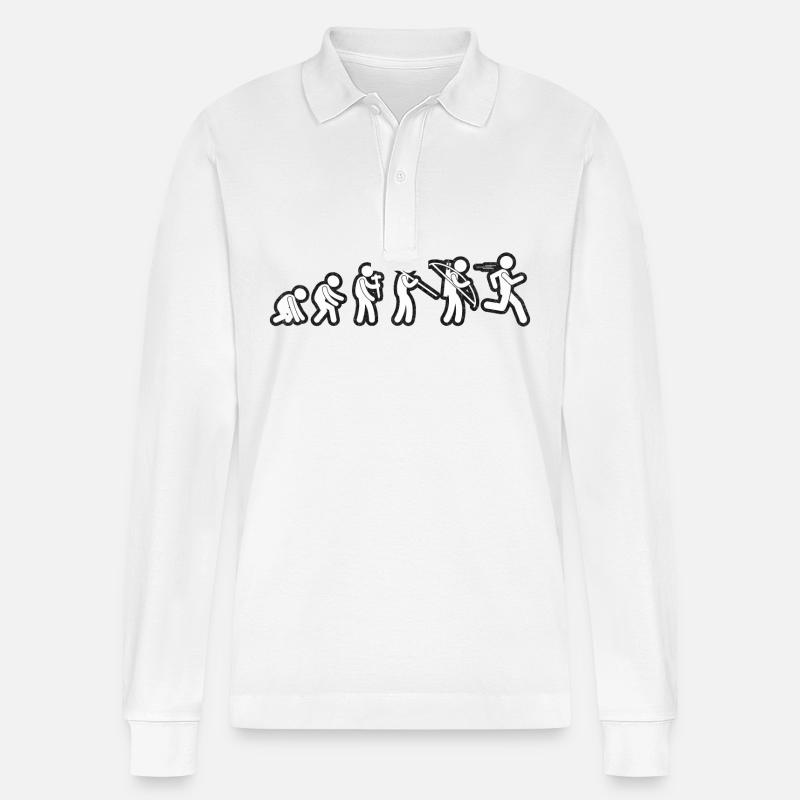 Evolution Run Grunge Blanc - Polo à manches longues bio PREPSTER Stanley/Stella Unisexe - blanc