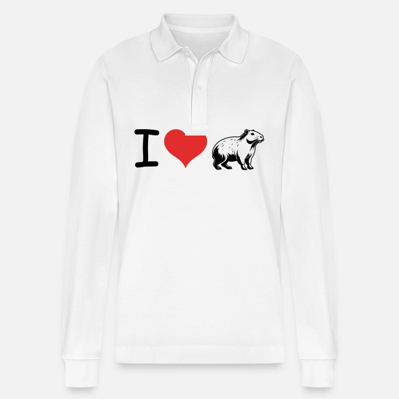 J’aime Capybara Citation - Pet Design - Polo à manches longues bio PREPSTER Stanley/Stella Unisexe - blanc