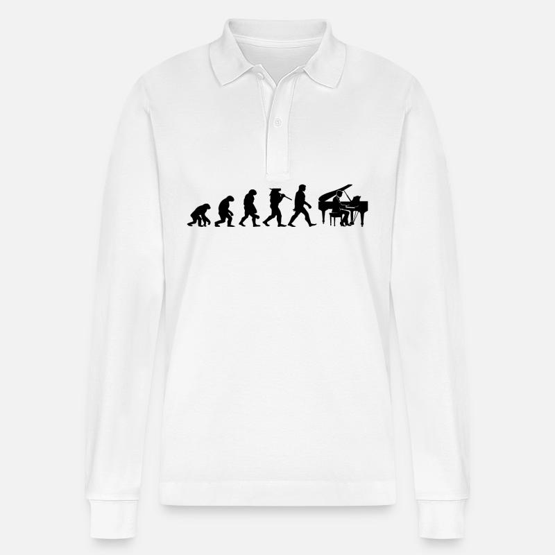 Evolution Pianist - Stanley/Stella Unisex Bio-Langarm-Poloshirt Prepster - Weiß