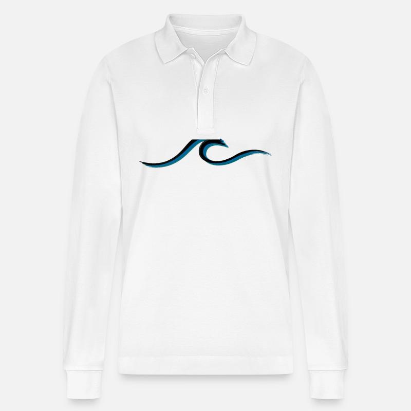 Welle wave Surfen Wasserratte Surfer - Stanley/Stella Unisex Bio-Langarm-Poloshirt Prepster - Weiß
