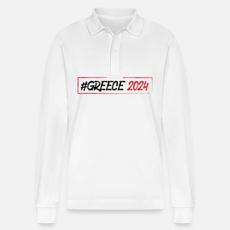 Greece 2024 - Stanley/Stella Unisex Bio-Langarm-Poloshirt Prepster - Weiß