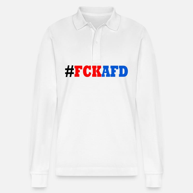 Fck afd - Stanley/Stella Unisex Bio-Langarm-Poloshirt Prepster - Weiß