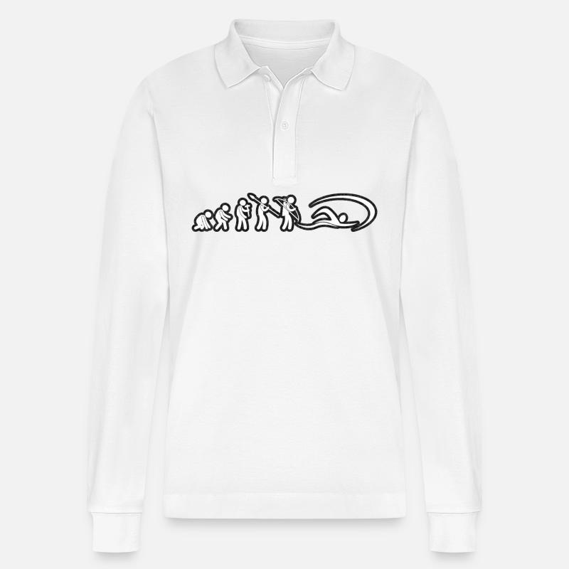 Evolution Swimmer White Grunge - Stanley/Stella Unisex Bio-Langarm-Poloshirt Prepster - Weiß