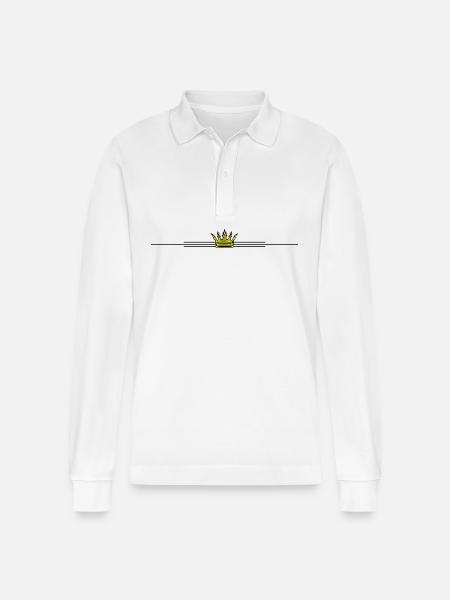 Crown Symbol Design - Stanley/Stella Organic Unisex Long-Sleeved Polo Shirt Prepster - white