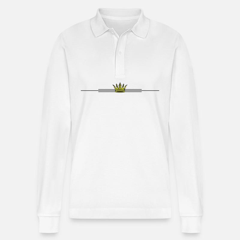 Krone Symbol Design - Stanley/Stella Unisex Bio-Langarm-Poloshirt Prepster - Weiß