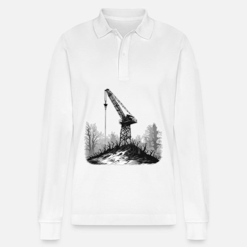 Kran / Baustelle / Seilwinde / Kransystem - Stanley/Stella Unisex Bio-Langarm-Poloshirt Prepster - Weiß