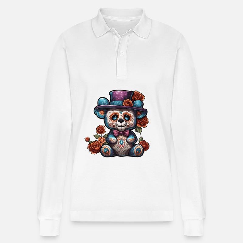 Teddybär / Kuscheltier / Stofftier / Geschenkidee - Stanley/Stella Unisex Bio-Langarm-Poloshirt Prepster - Weiß