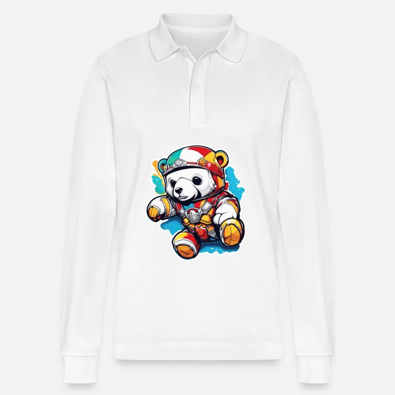 Teddybär / Kuscheltier / Stofftier / Geschenkidee - Stanley/Stella Unisex Bio-Langarm-Poloshirt Prepster - Weiß