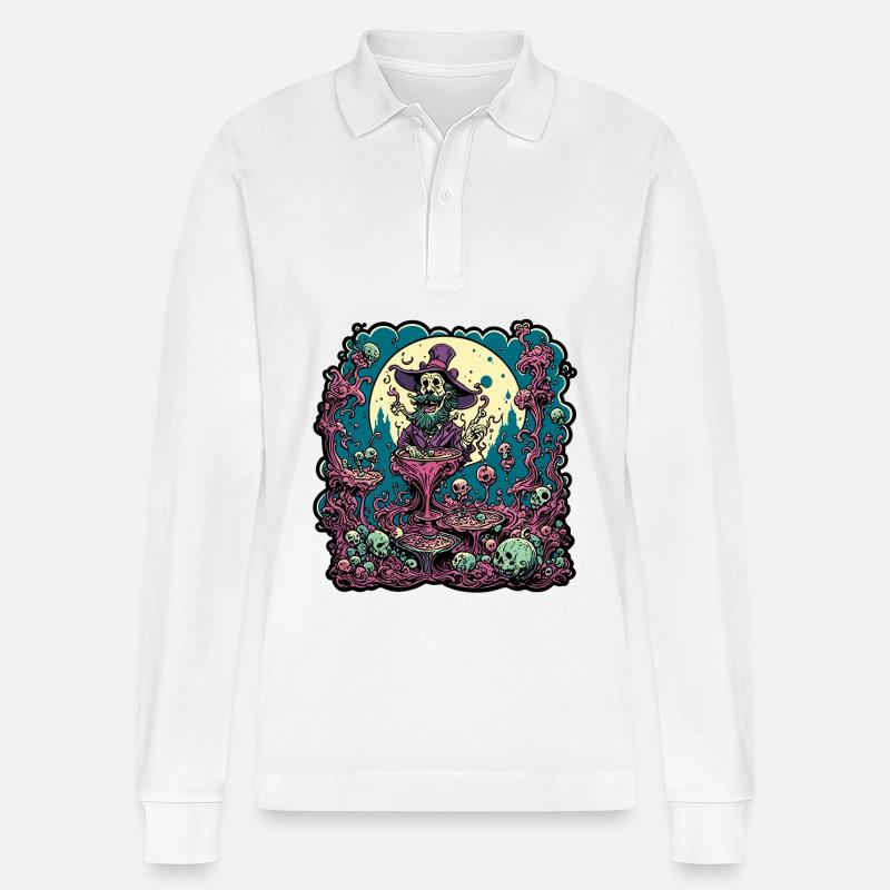 Psychedelic / Halluzination / Magie / Zauberer - Stanley/Stella Unisex Bio-Langarm-Poloshirt Prepster - Weiß