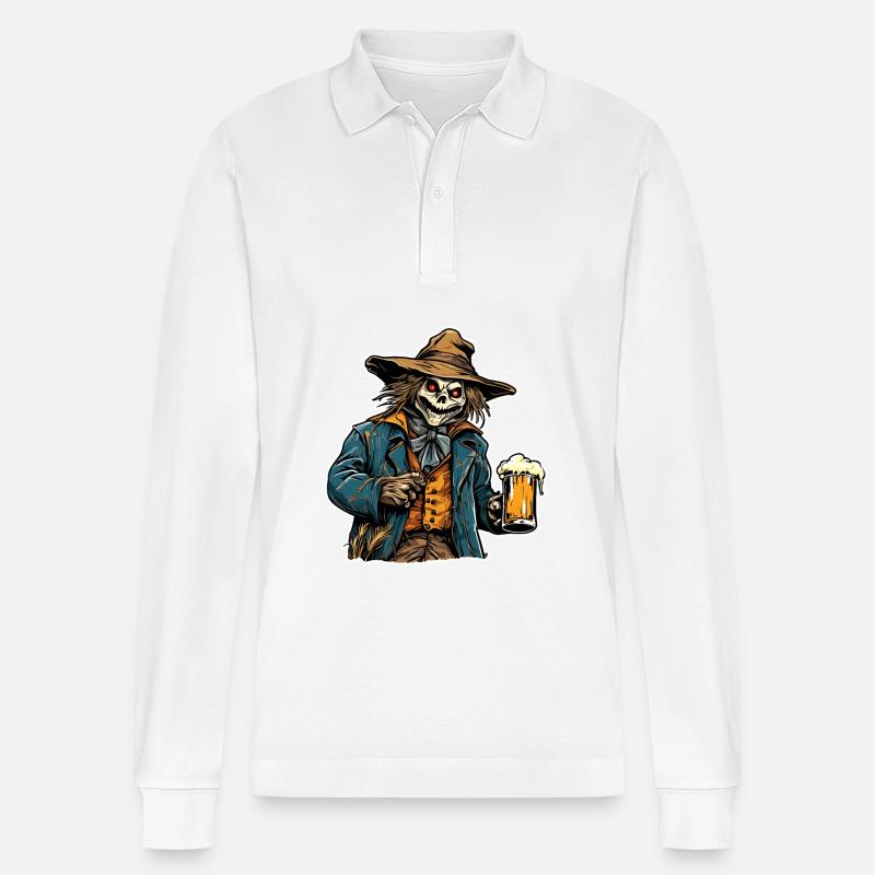 Vogelscheuche / Erntehelfer / Maisfeld / Feld - Stanley/Stella Unisex Bio-Langarm-Poloshirt Prepster - Weiß