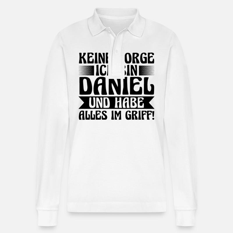 Vorname Daniel - Stanley/Stella Unisex Bio-Langarm-Poloshirt Prepster - Weiß