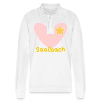 Saalbach - Alpes - Salzbourg - Ski - Polo à manches longues bio PREPSTER Stanley/Stella Unisexe - blanc - Devant - Anna (173cm) & Nico (186cm)