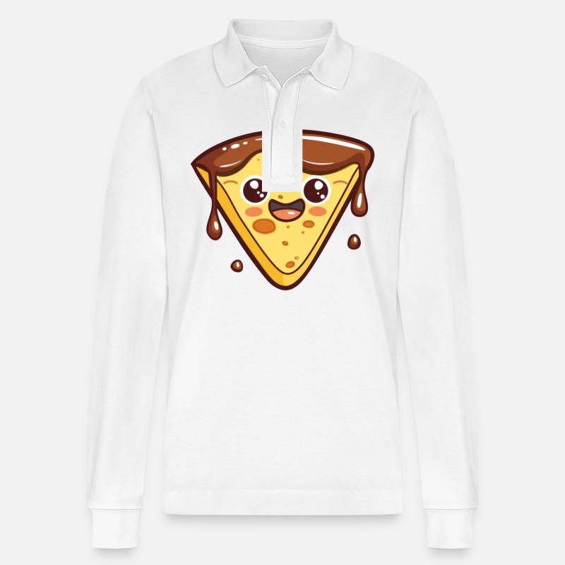 Lustiges Pizzastück Comic - Stanley/Stella Unisex Bio-Langarm-Poloshirt Prepster - Weiß