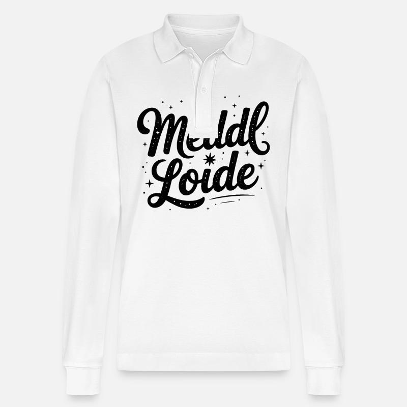 Meddl Loide - German Memes - Stanley/Stella Organic Unisex Long-Sleeved Polo Shirt Prepster - white