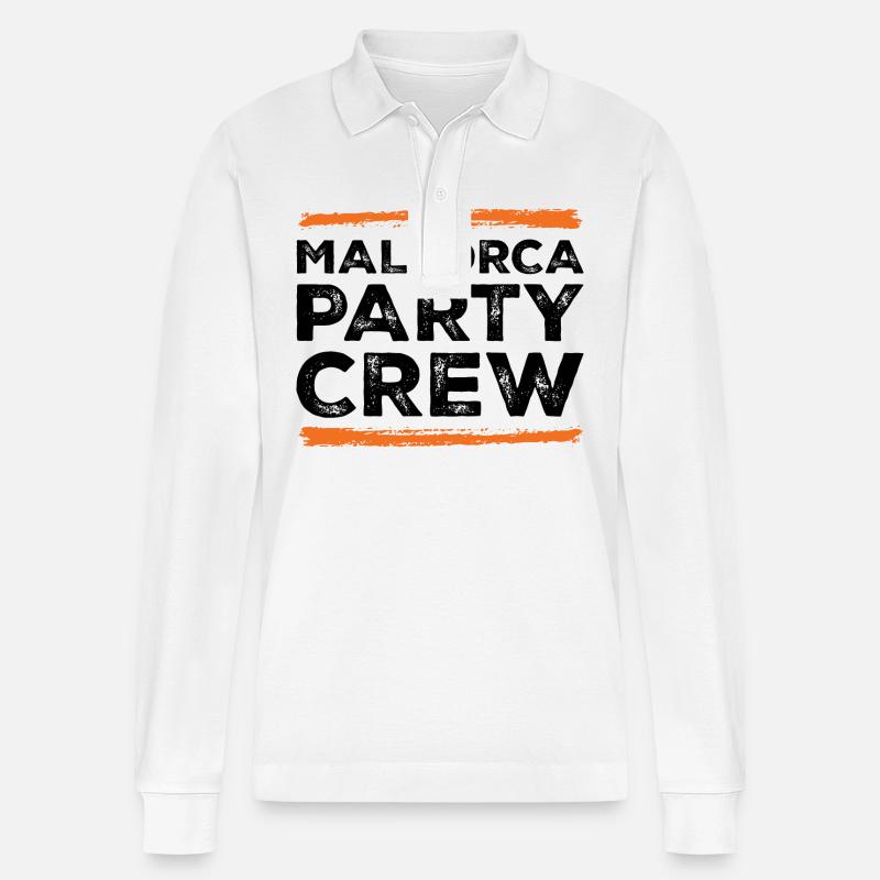 Mallorca Party Crew - Stanley/Stella Unisex Bio-Langarm-Poloshirt Prepster - Weiß