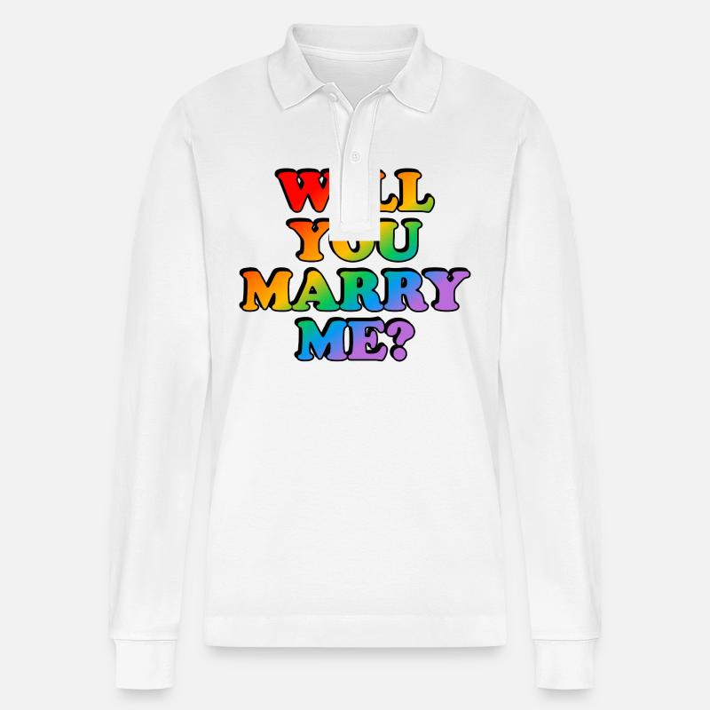 Willst du mich heiraten? Homo-Ehe - Stanley/Stella Unisex Bio-Langarm-Poloshirt Prepster - Weiß