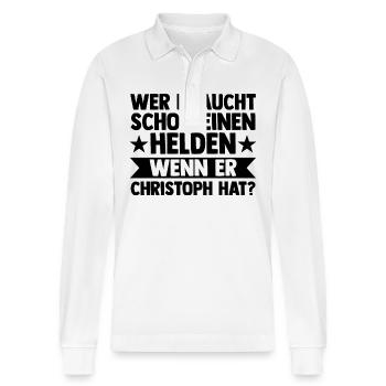 First name Chris Christoph - Stanley/Stella Organic Unisex Long-Sleeved Polo Shirt Prepster - white - Front - Anna (173cm) & Nico (186cm)