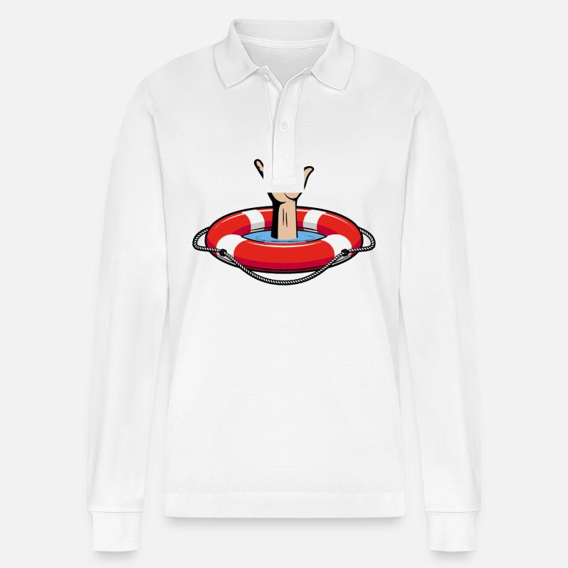 Schwimmring & Seenot Design - Stanley/Stella Unisex Bio-Langarm-Poloshirt Prepster - Weiß