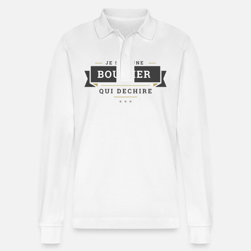 Metzger, der reißt - Stanley/Stella Unisex Bio-Langarm-Poloshirt Prepster - Weiß