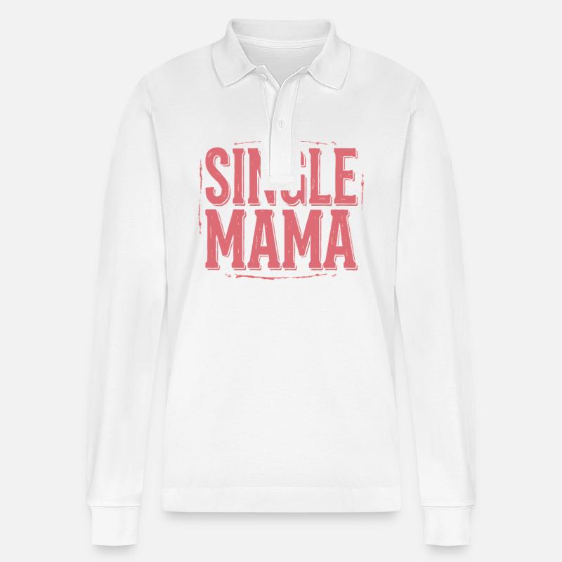 Single Mama Power Spruch - Stanley/Stella Unisex Bio-Langarm-Poloshirt Prepster - Weiß