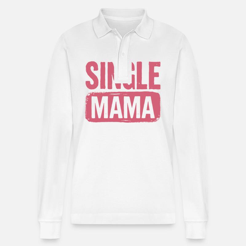 Single Mama Power Spruch - Stanley/Stella Unisex Bio-Langarm-Poloshirt Prepster - Weiß