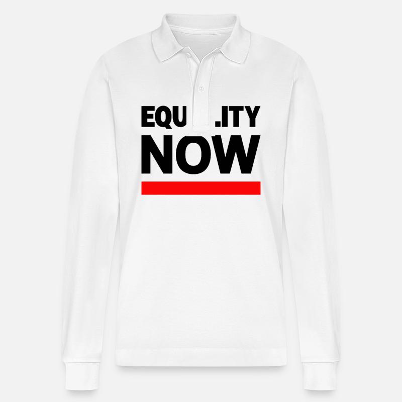 EQUALITY NOW Statement Spruch - Stanley/Stella Unisex Bio-Langarm-Poloshirt Prepster - Weiß