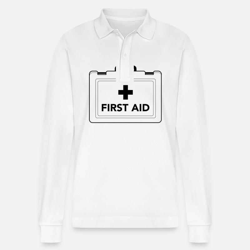 first aid Koffer Design - Stanley/Stella Unisex Bio-Langarm-Poloshirt Prepster - Weiß