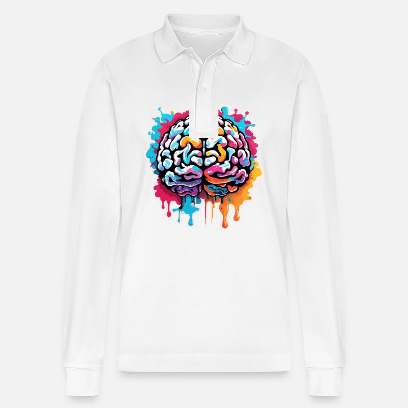 Brain / Knowledge / Intelligence / Clever / Thinking - Stanley/Stella Organic Unisex Long-Sleeved Polo Shirt Prepster - white