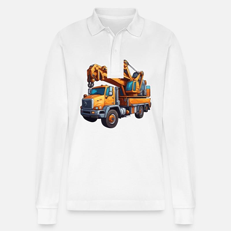 Kran / Baustelle / Seilwinde / Kransystem - Stanley/Stella Unisex Bio-Langarm-Poloshirt Prepster - Weiß