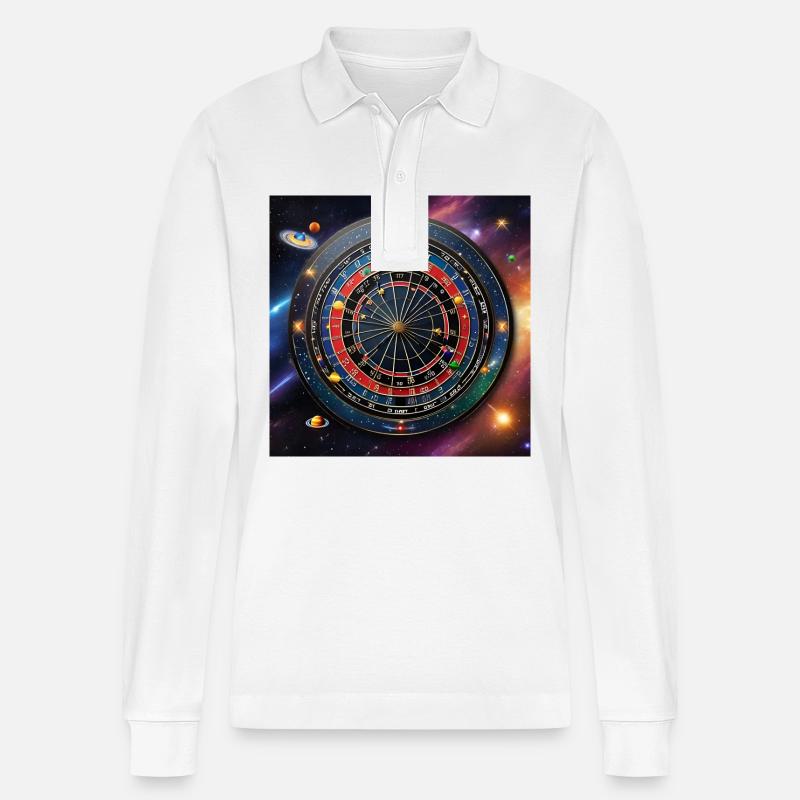 Précision astronomique - Fléchettes dans l’espace - Polo à manches longues bio PREPSTER Stanley/Stella Unisexe - blanc