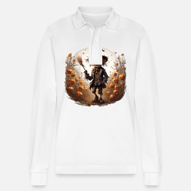 Vogelscheuche / Erntehelfer / Maisfeld / Feld - Stanley/Stella Unisex Bio-Langarm-Poloshirt Prepster - Weiß