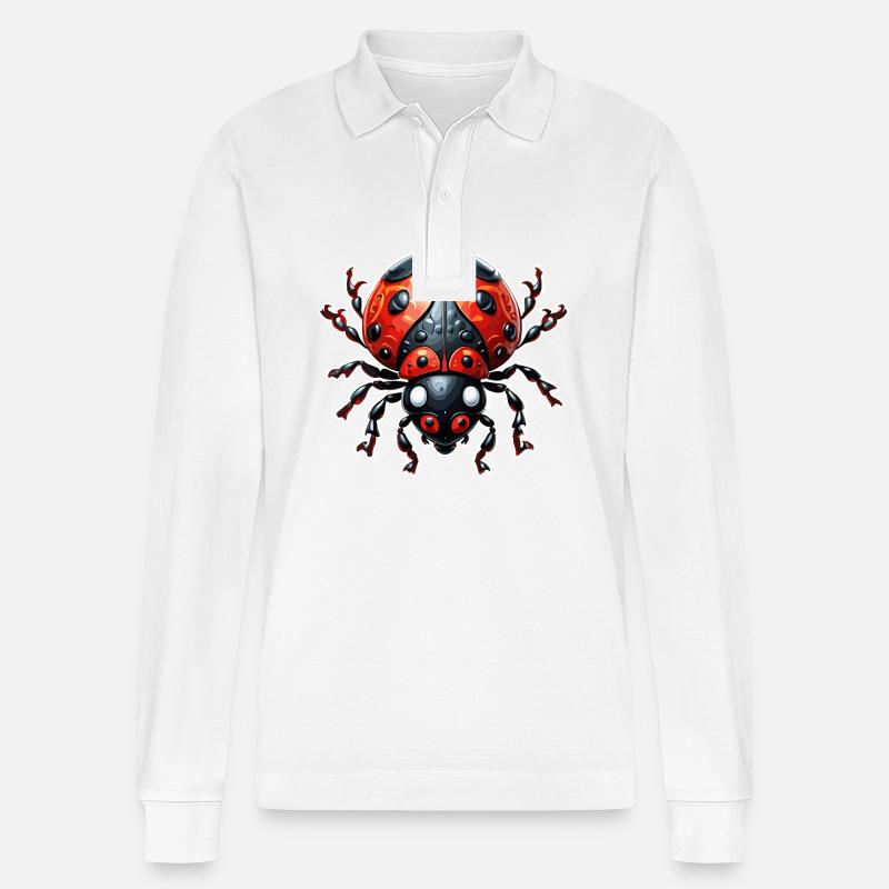 Marienkäfer / Glücksbringer / Punktkäfer / Neujahr - Stanley/Stella Unisex Bio-Langarm-Poloshirt Prepster - Weiß