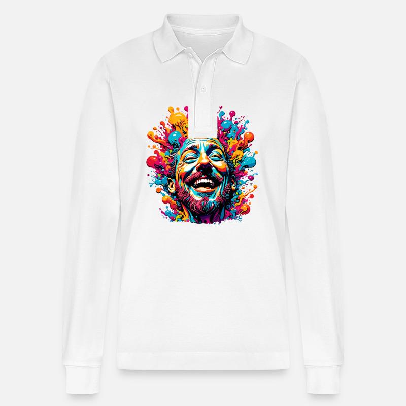 psychedelic / Goa / Hippie / Halluzination / Peace - Stanley/Stella Unisex Bio-Langarm-Poloshirt Prepster - Weiß