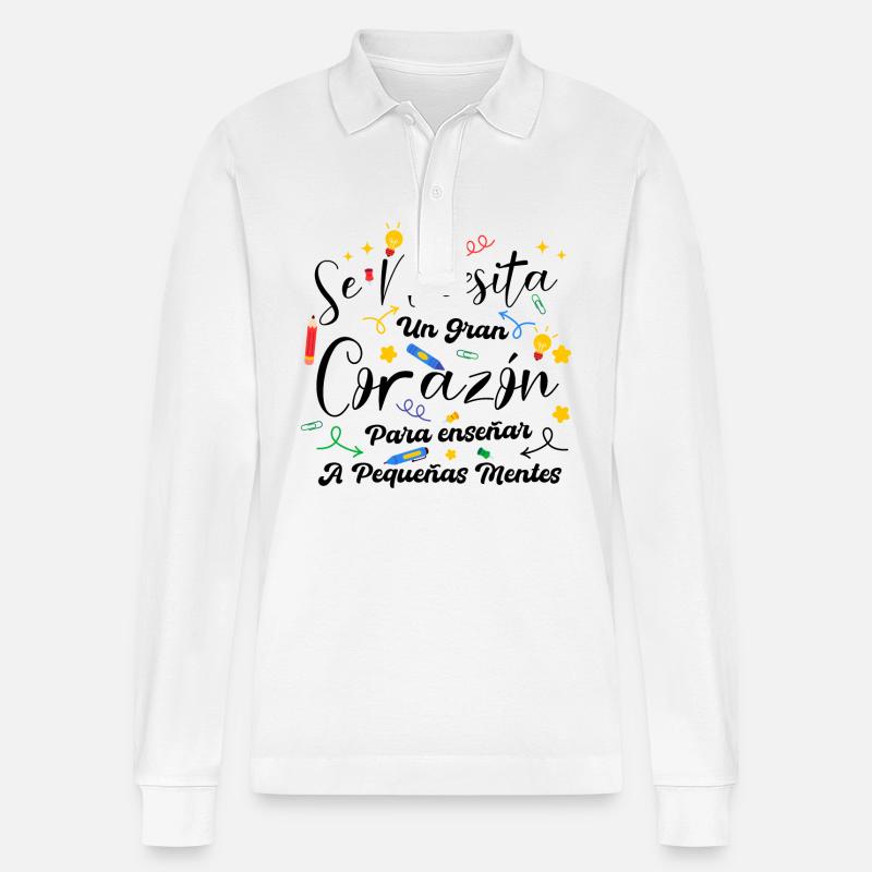 Drôle de cadeau d’enseignant enseignant - Polo à manches longues bio PREPSTER Stanley/Stella Unisexe - blanc