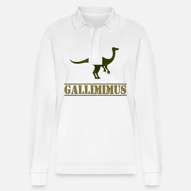 Gallimimus Dino - Stanley/Stella Unisex Bio-Langarm-Poloshirt Prepster - Weiß