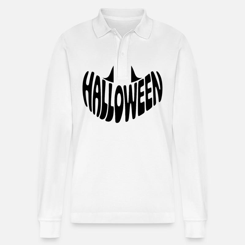 Ghost - Cooles Halloween Logo - Stanley/Stella Unisex Bio-Langarm-Poloshirt Prepster - Weiß