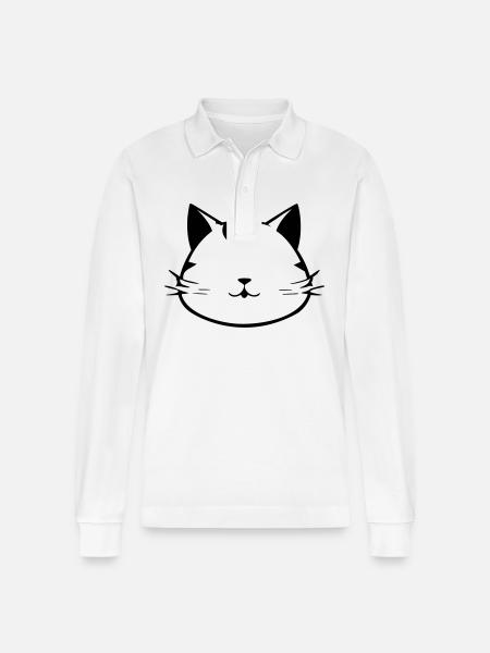 Cat - Stanley/Stella Unisex Bio-Langarm-Poloshirt Prepster - Weiß