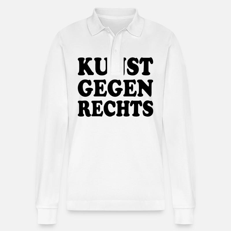 Kunst gegen rechts - Stanley/Stella Unisex Bio-Langarm-Poloshirt Prepster - Weiß