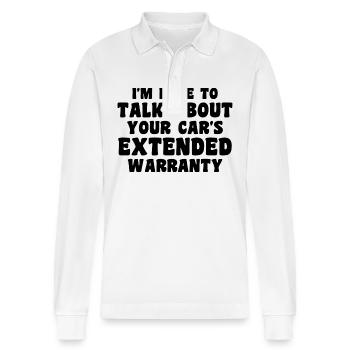 Hello Im Here To Talk About Your Cars Extended - Stanley/Stella Organic Unisex Long-Sleeved Polo Shirt Prepster - white - Front - Anna (173cm) & Nico (186cm)