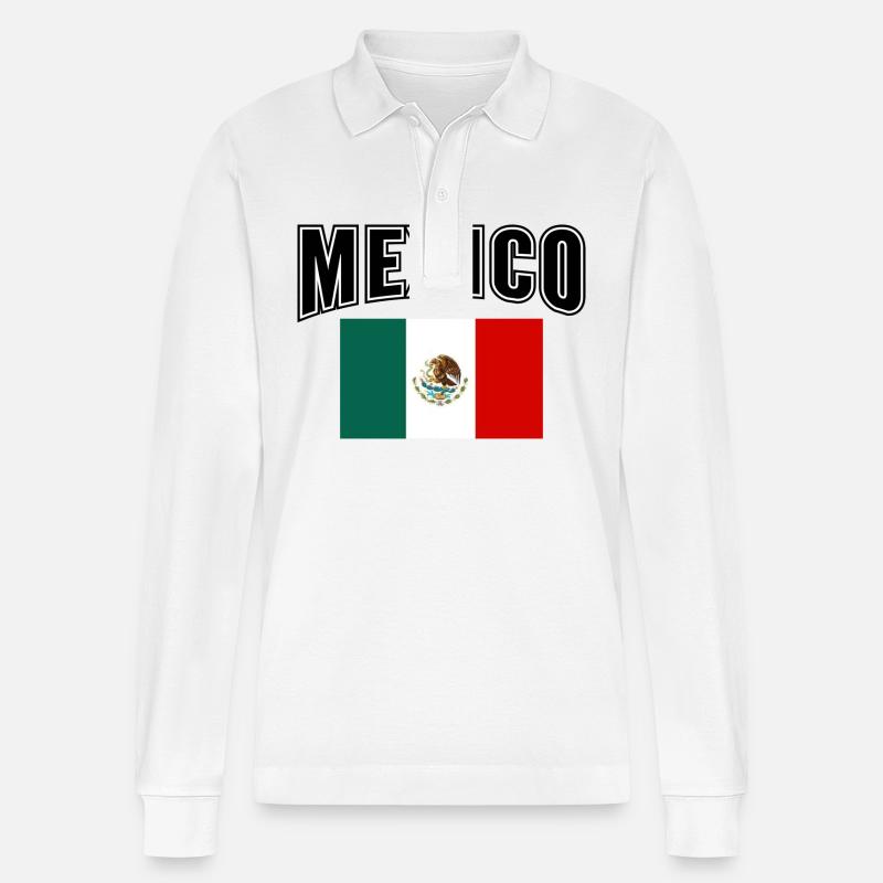 Mexico - Stanley/Stella Organic Unisex Long-Sleeved Polo Shirt Prepster - white