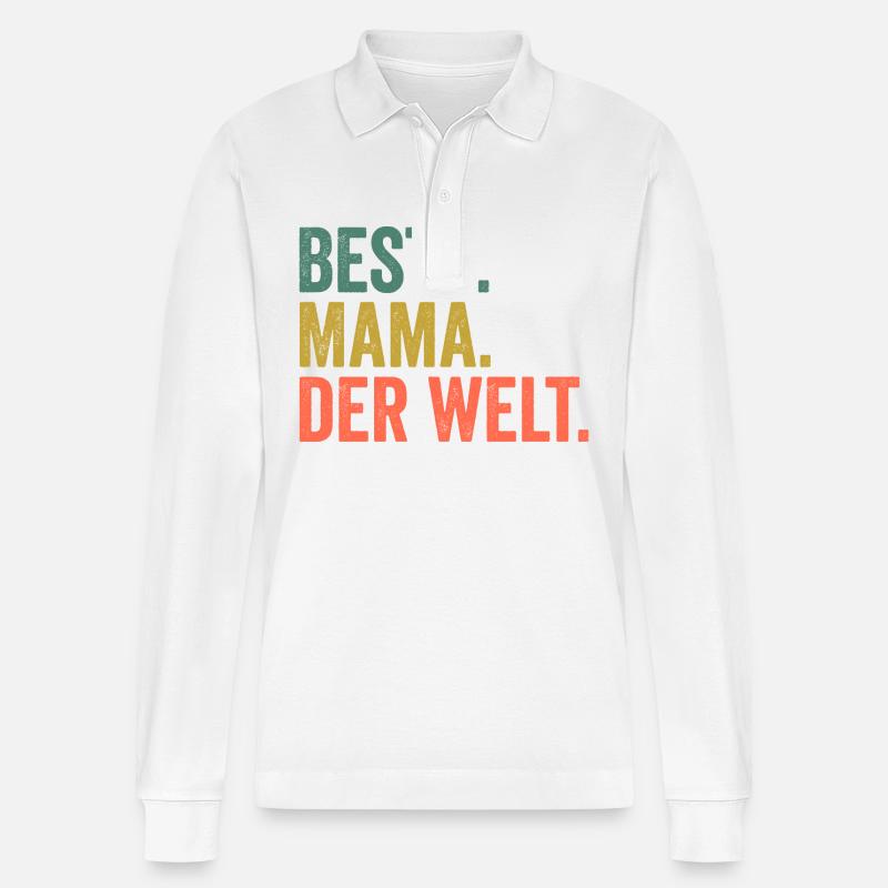 Beste Mama Der Welt - Stanley/Stella Unisex Bio-Langarm-Poloshirt Prepster - Weiß