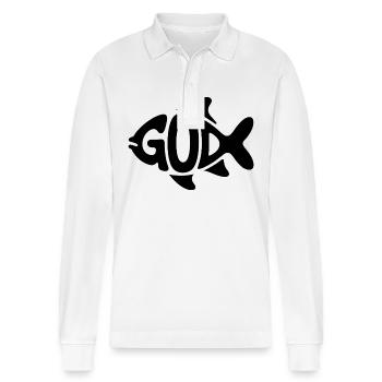 Gott Fisch - Christliches Logo - Stanley/Stella Unisex Bio-Langarm-Poloshirt Prepster - Weiß - Vorne - Anna (173cm) & Nico (186cm)