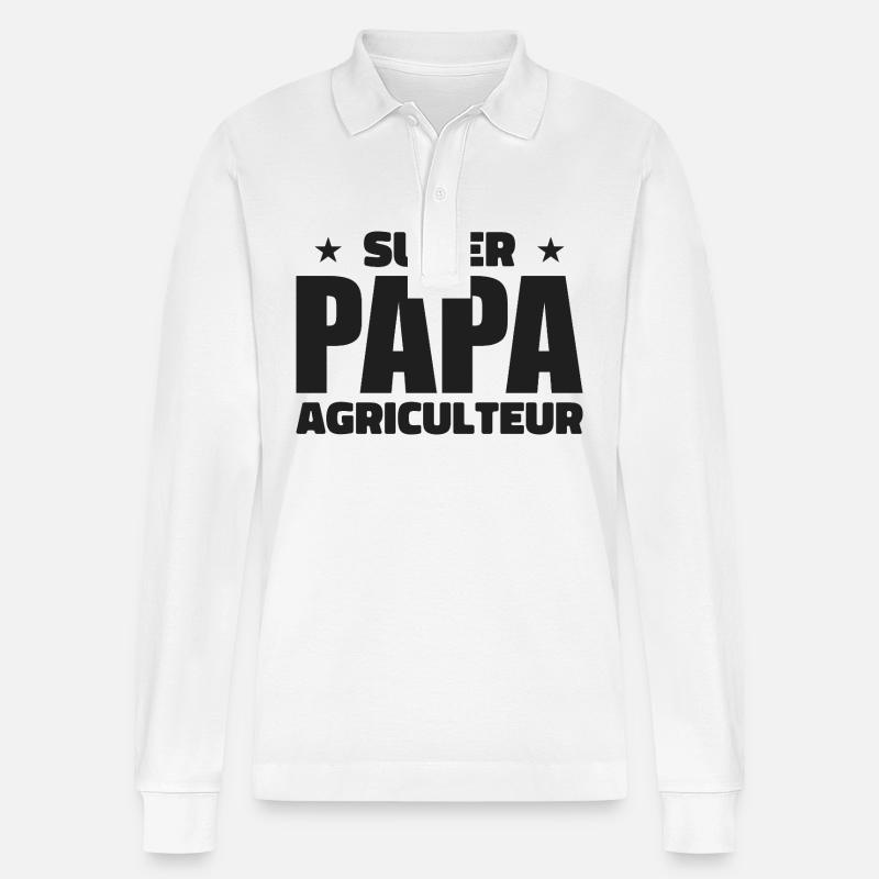 Super-Farmer-Vater - Stanley/Stella Unisex Bio-Langarm-Poloshirt Prepster - Weiß