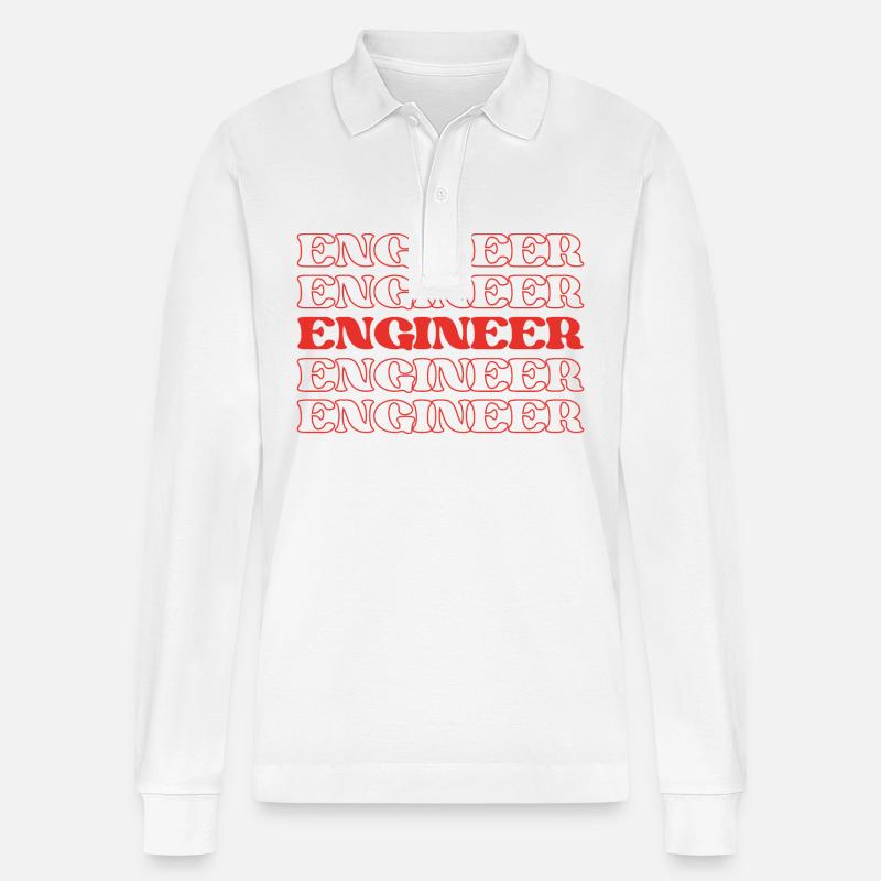 Engineer Designer Developer Technician Builder - Stanley/Stella Organic Unisex Long-Sleeved Polo Shirt Prepster - white