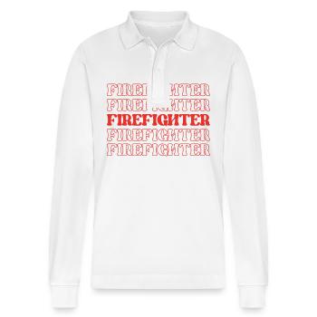 Firefighter Firefighter Firewoman Fire Chief Fire - Stanley/Stella Organic Unisex Long-Sleeved Polo Shirt Prepster - white - Front - Anna (173cm) & Nico (186cm)
