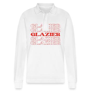 Glazier Glassworker Window Installer Window - Stanley/Stella Organic Unisex Long-Sleeved Polo Shirt Prepster - white - Front - Anna (173cm) & Nico (186cm)