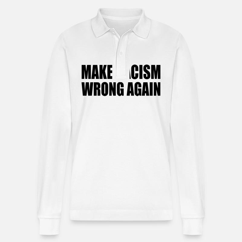 make racism wrong again - Stanley/Stella Unisex Bio-Langarm-Poloshirt Prepster - Weiß