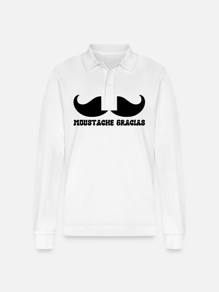 Gracias Schnurrbart - Stanley/Stella Unisex Bio-Langarm-Poloshirt Prepster - Weiß