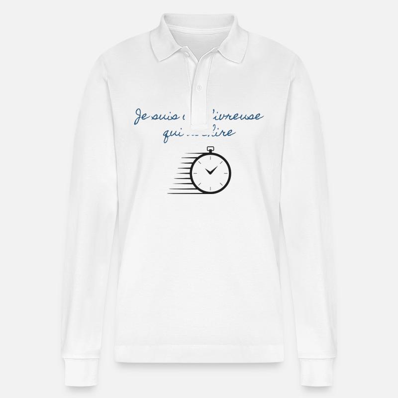Ich bin ein rockiges Liefermädchen - Stanley/Stella Unisex Bio-Langarm-Poloshirt Prepster - Weiß